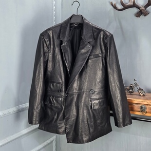 宽松西服外套 真皮皮衣女植鞣绵羊皮中长款 海宁2026春季 新款