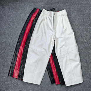 2026秋季 百搭九分裤 女绵羊皮显瘦时尚 弯刀裤 哈伦裤 新款 真皮皮裤