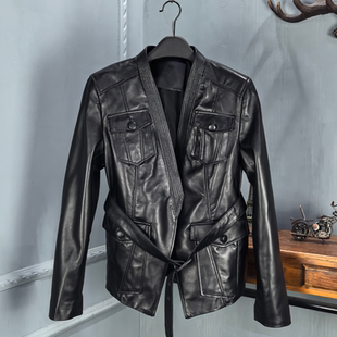 2026秋季新款真皮绵羊皮皮衣女休闲百搭短款外套显瘦V领