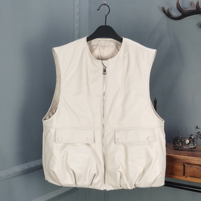 欧品唯格拉链通勤短款圆领马夹