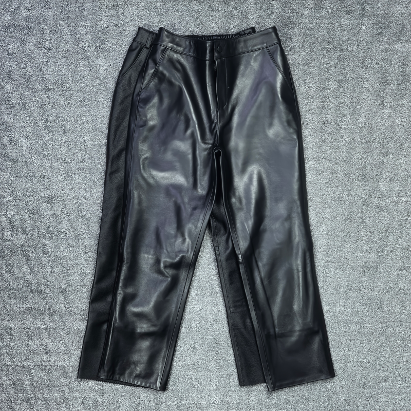 2025秋冬新款真皮皮裤女绵羊皮时尚显瘦休闲小脚裤九分裤松紧腰