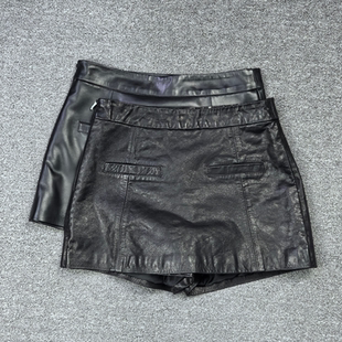 2026早春新款真皮皮裙女绵羊皮高腰显瘦短裙短裤拼接包臀裙A字裙
