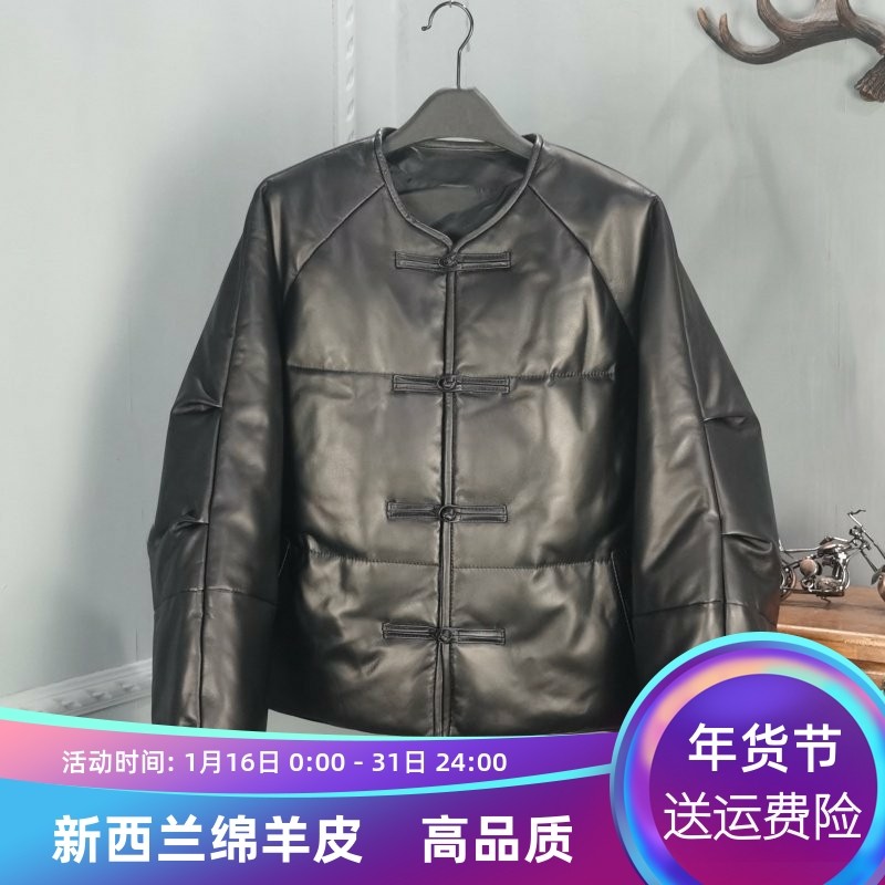 欧洲站2025冬季新款真皮复古绵羊皮短款羽绒服外套女白鸭绒,女装/女士精品,羽绒服,淘宝优惠券,粉丝福利购,淘宝优惠卷