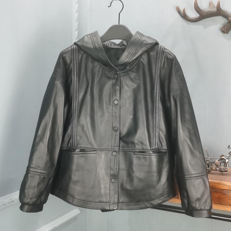 欧品唯格宽松型通勤短款皮衣