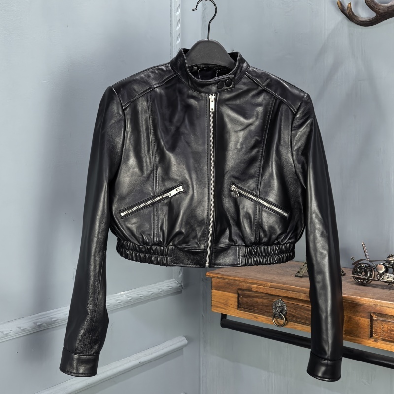 高级感真皮皮衣女立领绵羊皮短款机车夹克外套2025秋季爆款