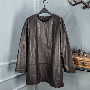 2026秋季新款真皮圆领绵羊皮皮衣女休闲宽松连衣裙显瘦百搭