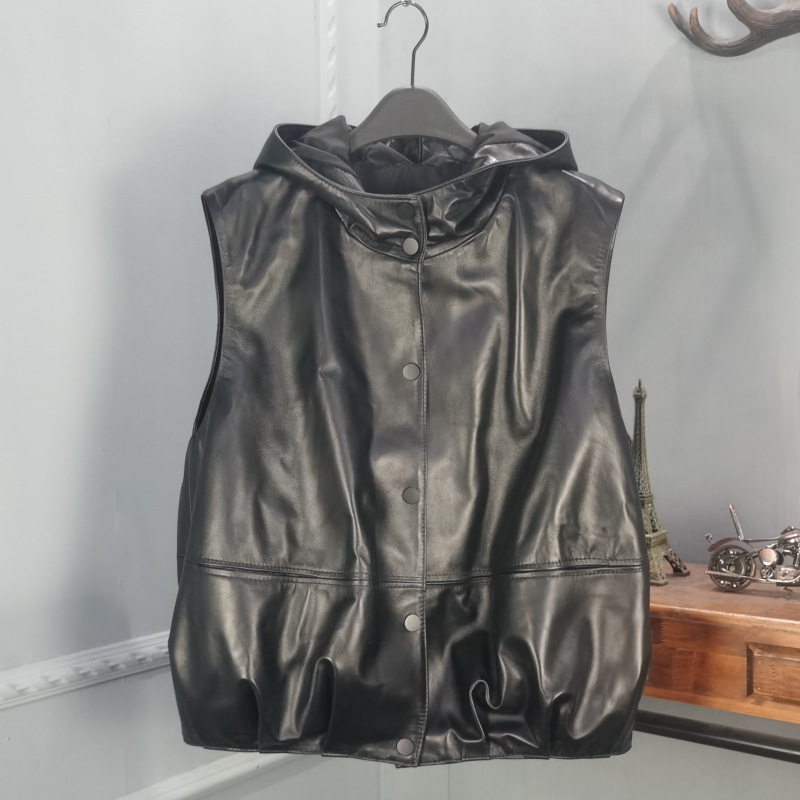 真皮宽松连帽马夹女单排扣绵羊皮休闲无袖坎肩学院风2025秋季新款,女装/女士精品,马夹,淘宝优惠券,粉丝福利购,淘宝优惠卷