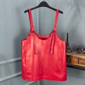 真皮吊带连衣裙女绵羊皮中长款 欧货2025冬季 新款 宽松背心裙减龄