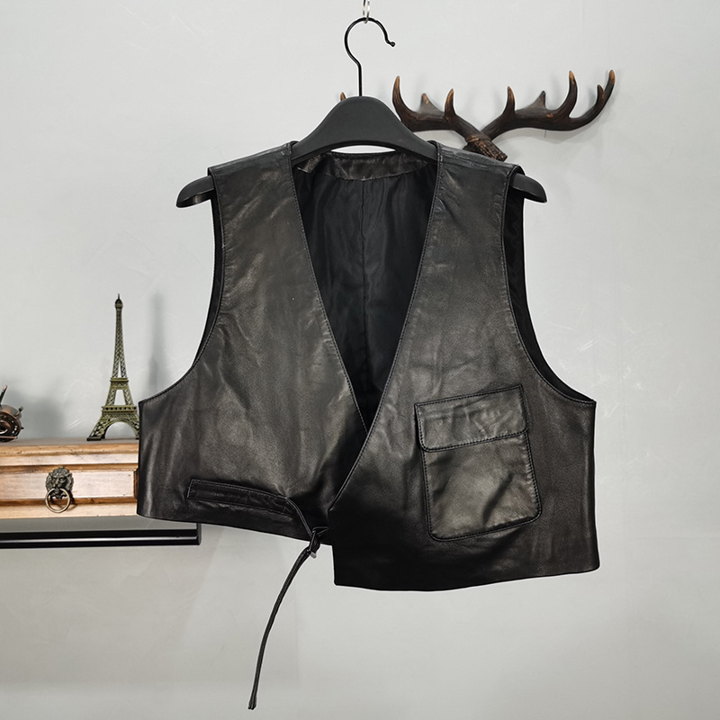 欧洲站绵羊皮短款宽松小坎肩马夹