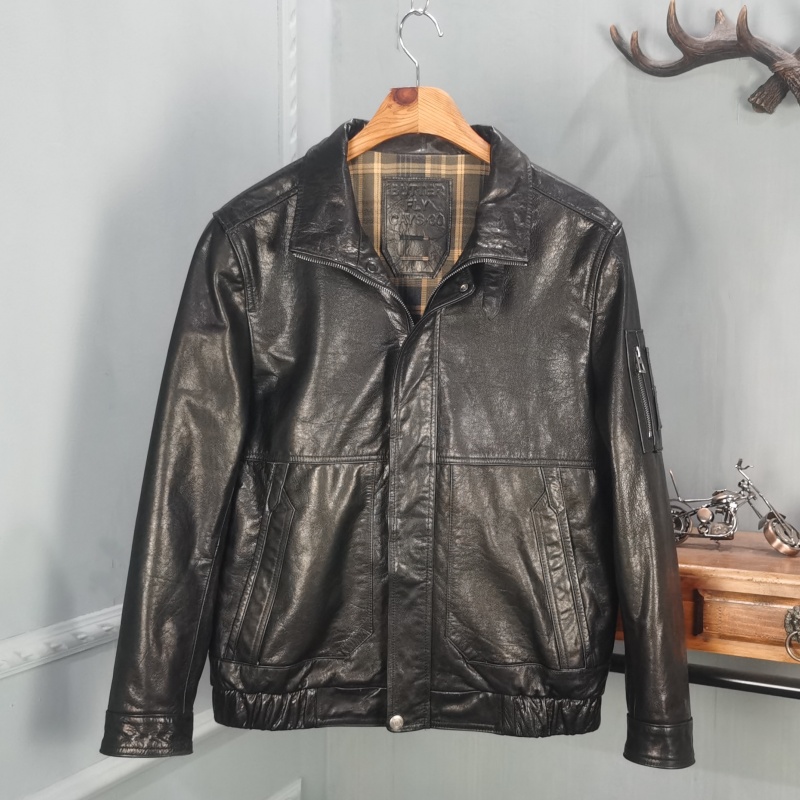 欧品唯格时尚都市翻领真皮皮衣