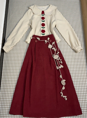 玫瑰花腰带设计感小众针织项链