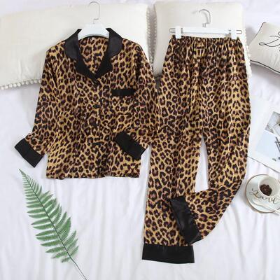 Women's long-sleeved home set two-piece pajamas两件套睡衣