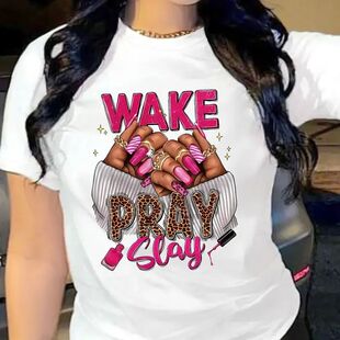 Printed loose casual short sleeved top印花宽松休闲短袖上衣女