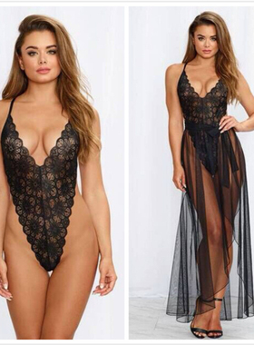 Long skirt low-cut sexy nightdress sexy suit性感睡裙情趣套装