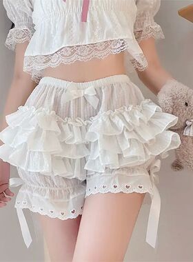 Bow thin cake lace pumpkin pants女士蝴蝶结薄款蛋糕花边南瓜裤