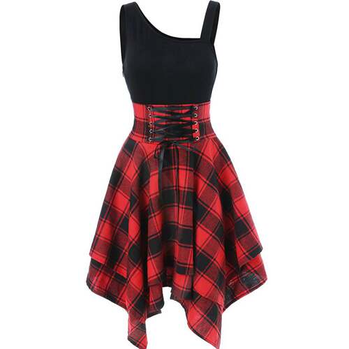 Skirt style sleeveless cold shoulder