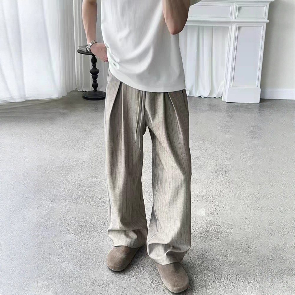 老钱风松弛感慵懒风裤子男秋季cleanfit垂感宽松阔腿裤直筒西装裤