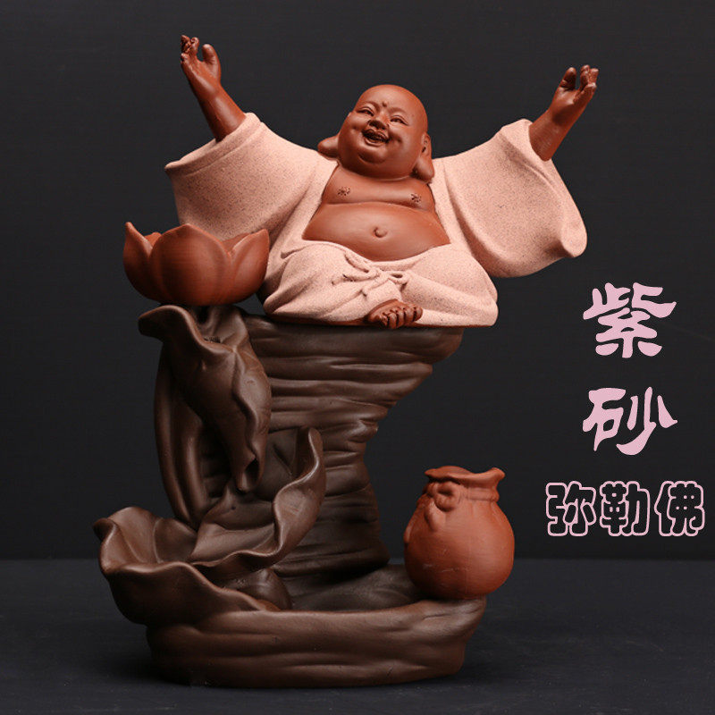 招财进宝八方来财生日开业礼物家居摆件摆设倒流香紫砂陶瓷弥勒佛在类目 家居饰品, 摆件中 - 来自Buy2taobao.com提供专业的淘宝代购服务