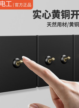 国际电工86型酒店黑色复古美式工业风明暗装黄铜拨杆开关插座面板