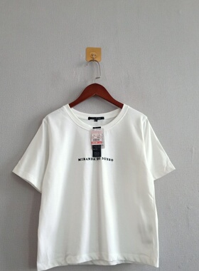 外贸夏季新款女装 日单休闲刺绣字母圆领短款高腰女生百搭T恤 A28