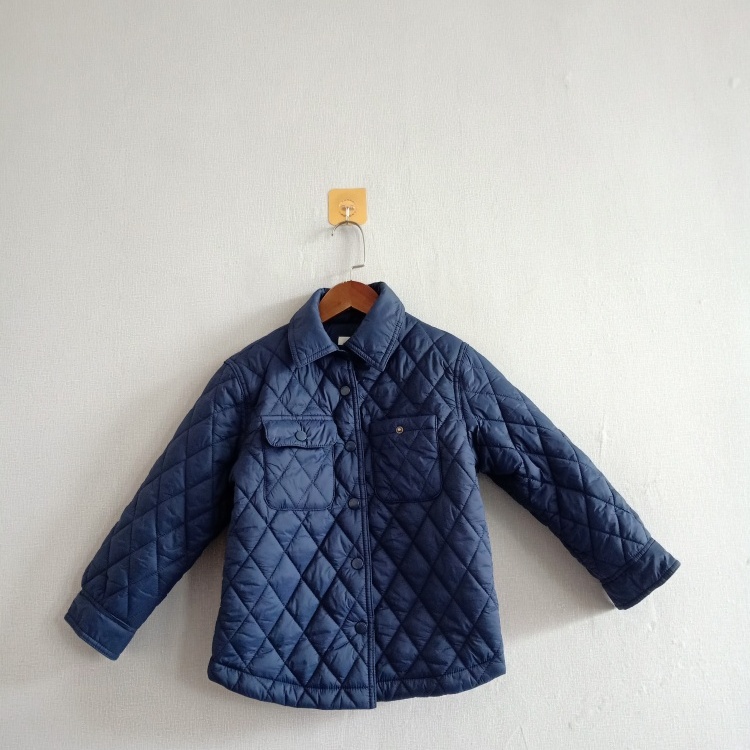 外贸秋季新款童装 欧美休闲凌格子方领双口袋薄棉衣中童外套 S8