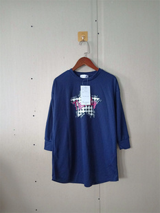 中大童中长T恤 外贸新品 体恤 日单休闲印花圆领宽松九分袖 童装