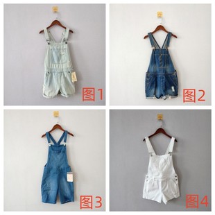外贸新品夏季女装韩版休闲水洗磨破牛仔背带裤女生百搭背带短裤A9