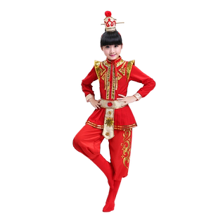 儿童花木兰演出服木兰辞戏曲中国风舞蹈古代岳飞士兵服满江红表演