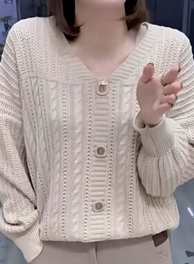 2025春秋新款设计感麻花针织衫