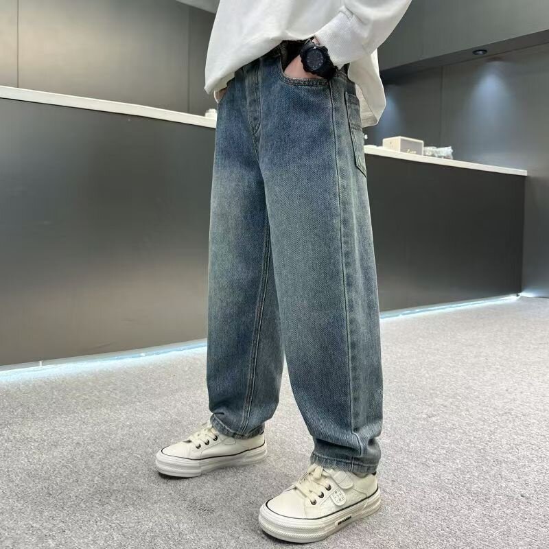 5-15岁男童春秋百搭牛仔裤休闲儿童裤子宽松男孩潮牌中大童长裤