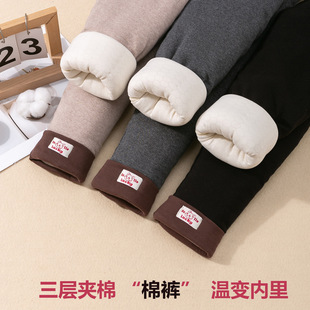 1-8岁女童棉裤冬季加绒加厚三层夹棉特厚保暖宝宝外穿儿童打底裤