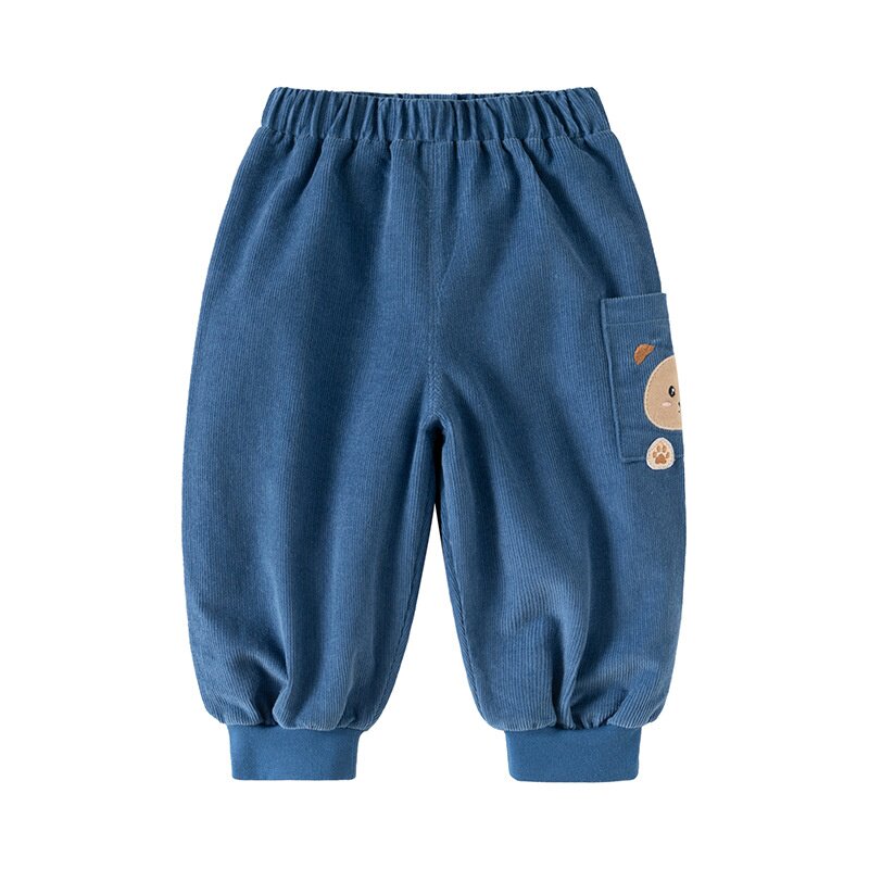 0-7岁男童春季裤子男女宝宝灯芯绒休闲束腿长裤口袋外出时尚耐脏