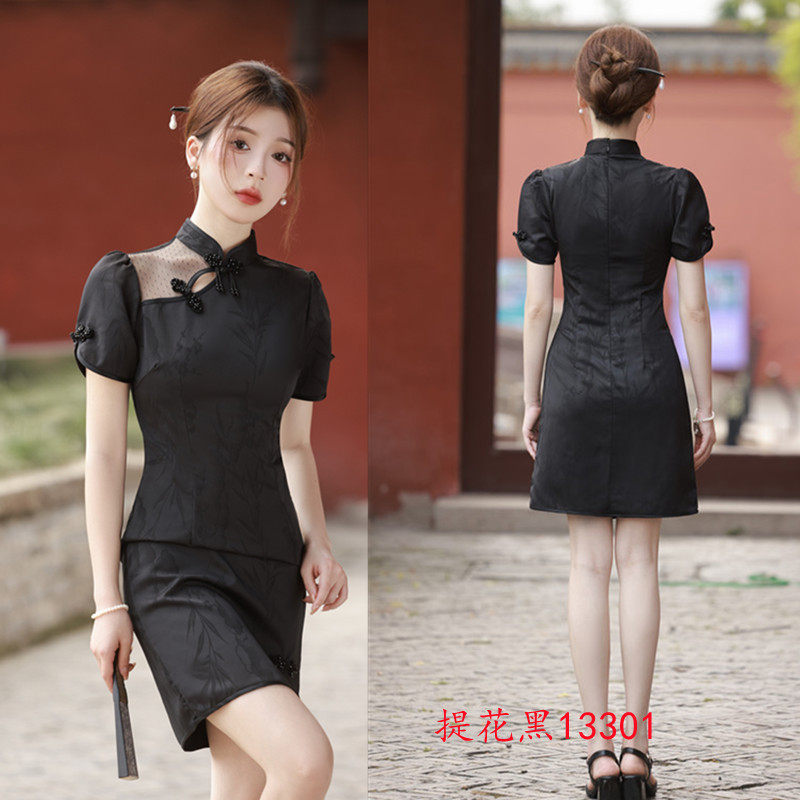 时尚改良新中式年轻少女款短款旗袍2025夏季新款小清新日常旗袍裙