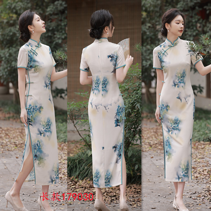 复古中国风传统长款女士日常旗袍