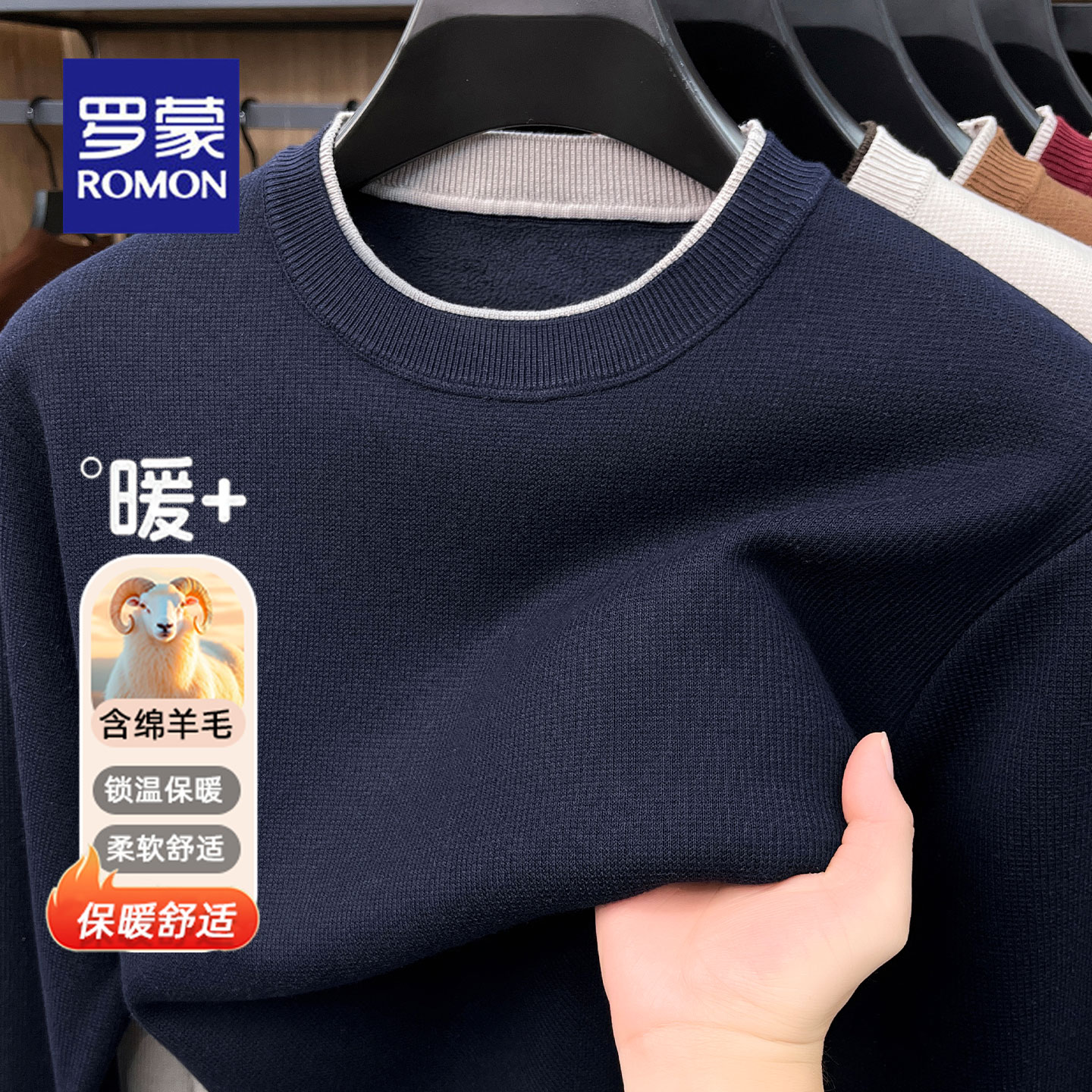 罗蒙秋冬季加绒加厚休闲男士卫衣