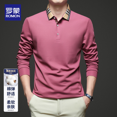 罗蒙春秋含棉长袖polo衫男士上衣