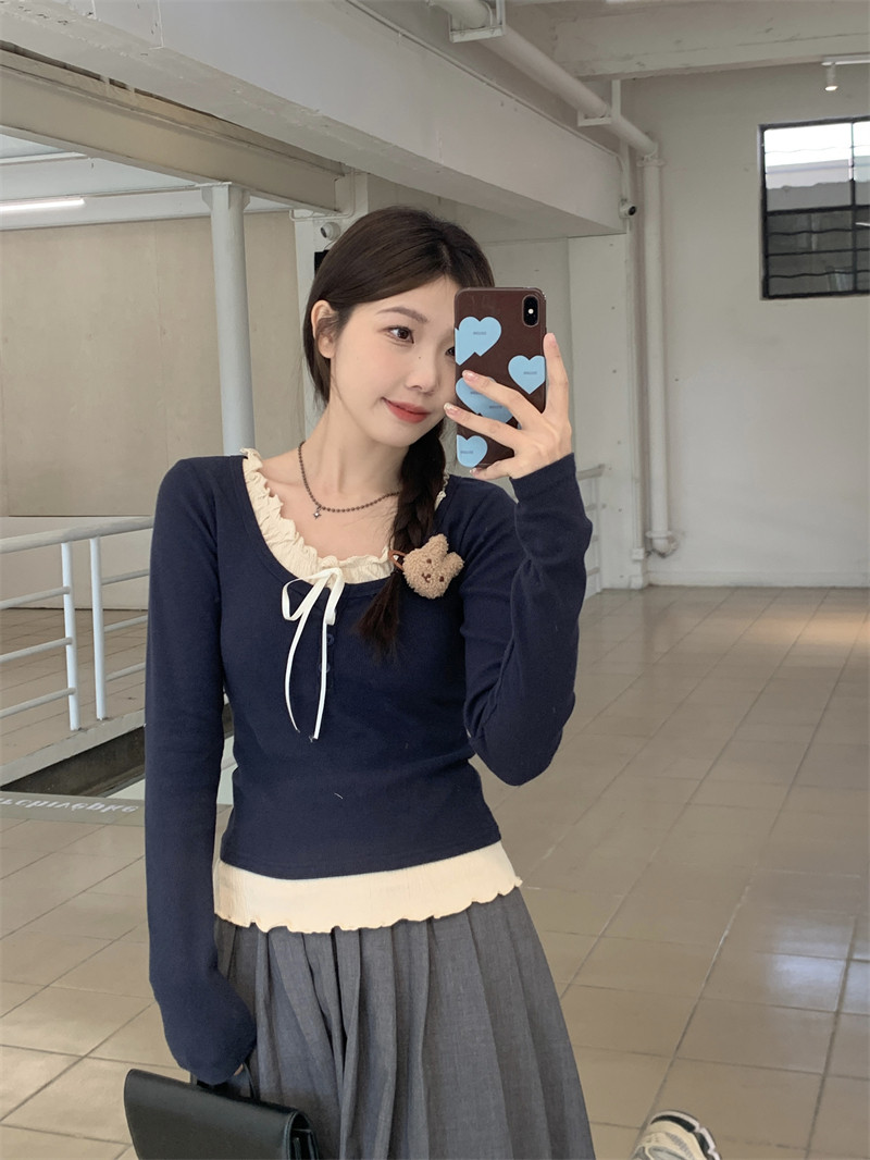 假两件辣妈外出哺乳长袖T恤春季