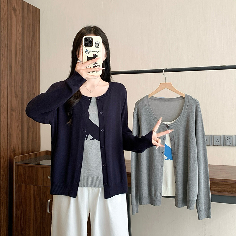 秋冬大码休闲哺乳装外出针织衫刺绣假两件显瘦遮肚产后喂奶服上衣