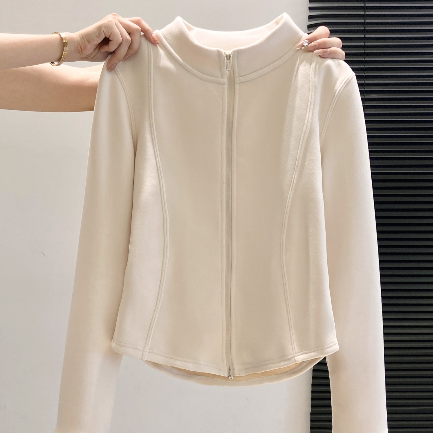 立领双拉链辣妈外出哺乳开衫秋冬