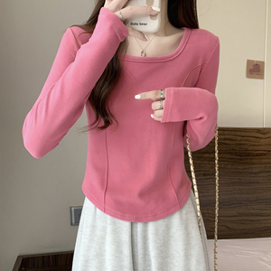 辣妈外出哺乳长袖打底衫内搭秋装款鱼骨产后喂奶上衣修身纯棉T恤