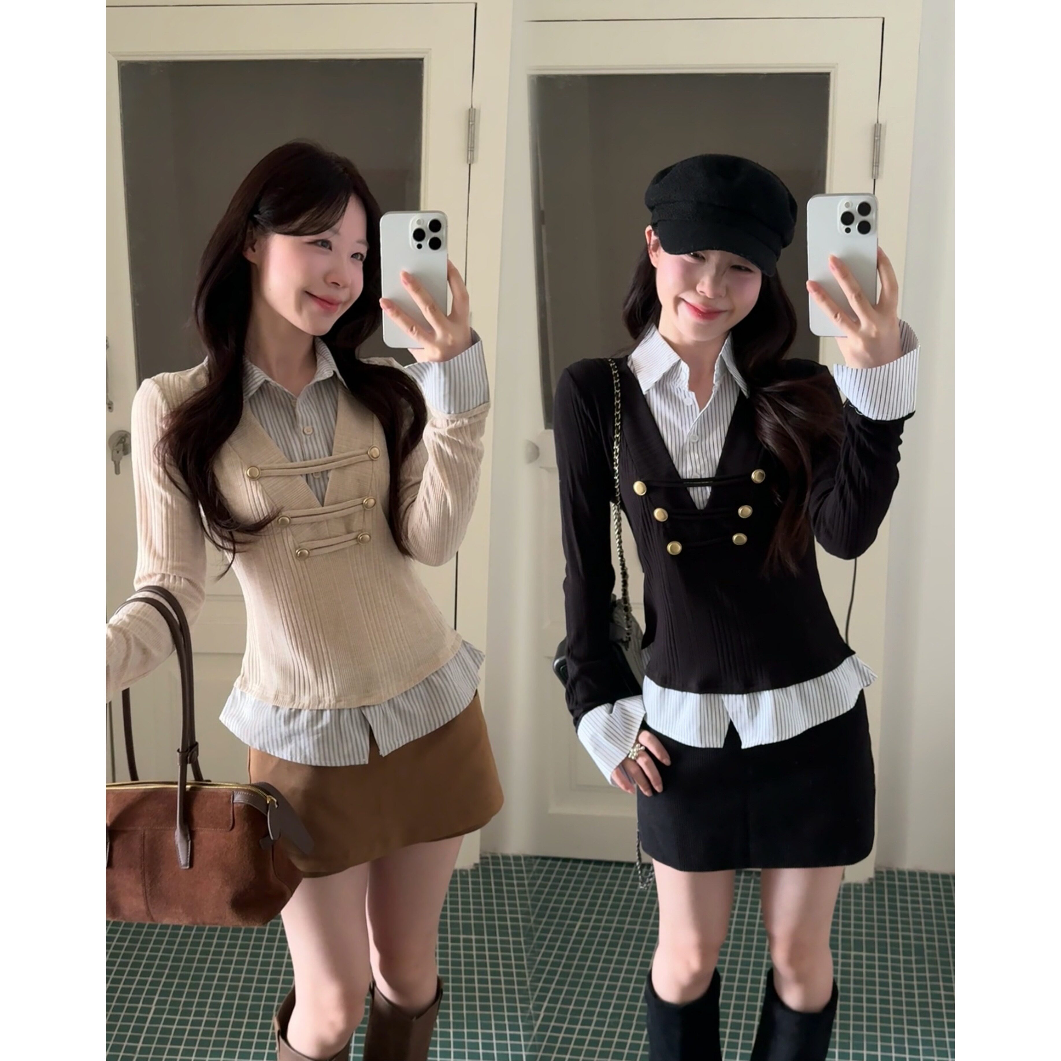 秋冬大码假两件哺乳显瘦衬衫