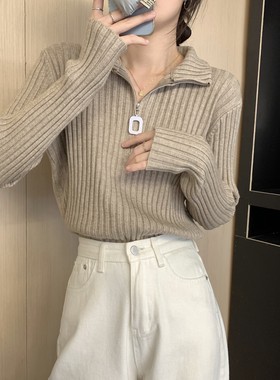 辣妈款外出哺乳加厚显瘦毛衣