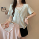 大码 辣妈外出哺乳短袖 设计感假两件产后喂奶T恤上衣 新款 2026夏装