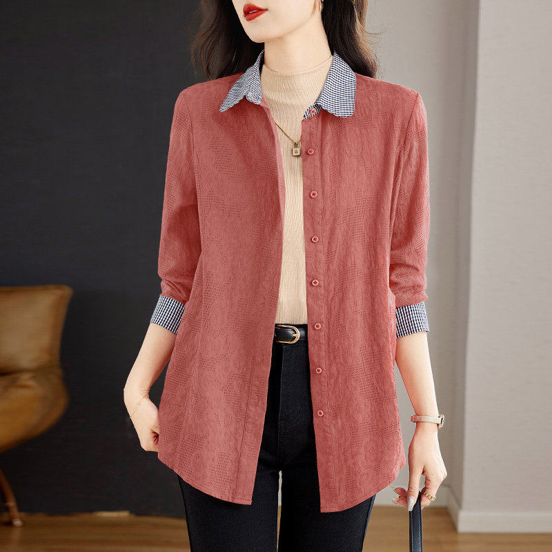 纯棉女士衬衫2026新款女装春秋爆款洋气外套长袖衬衣开衫上衣春季