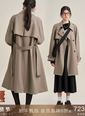 popchrio◆341经典风衣 垂坠感英伦风小个子休闲短外套中长款女春