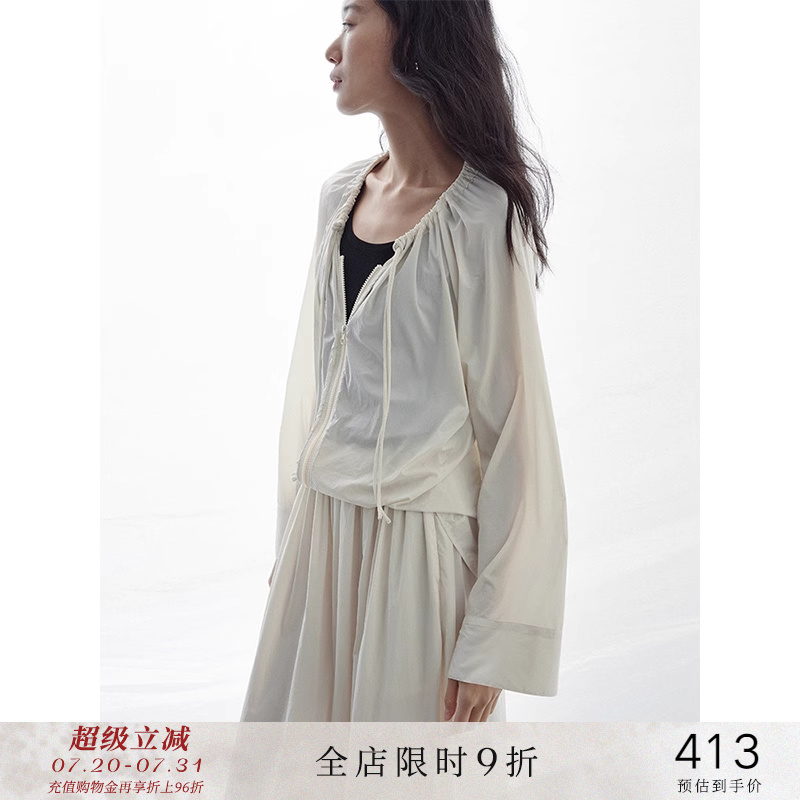 popchrio◆【轻盈防晒系列】UPF40+圆领长袖时尚防晒衬衫外套女夏