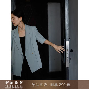 到手299元 外套职业套装 宝藏阔西 西装 宽松上衣女 宽肩廓形短袖