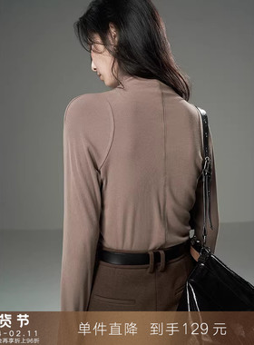 【到手129元】经典B囤!保暖薄绒亲肤长袖半高领T恤衫上衣打底内搭