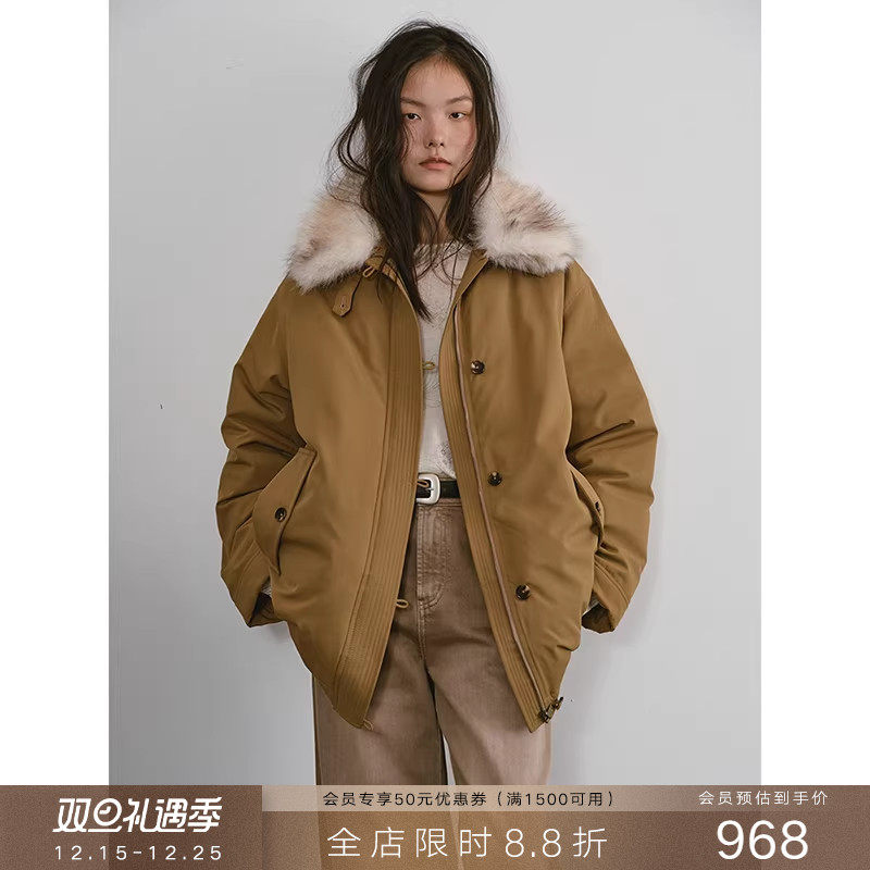 popchrio复古巴恩风派克羽绒服