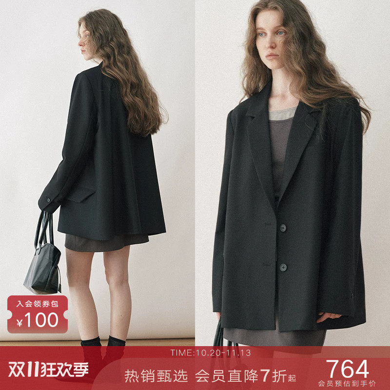 popchrio◆斗篷西装小众设计感廓形休闲西服宽松遮肉外套上衣女秋